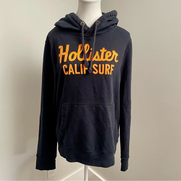 Y2K Hollister Spellout Hoodie Black and Orange Size Large - Picture 5 of 8